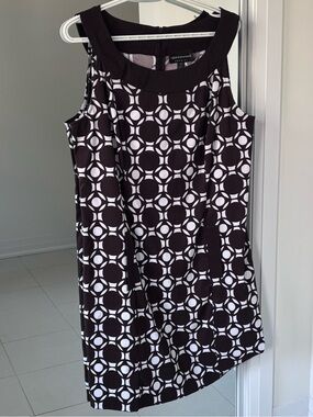 Connected Apparel Black and White Patterned Mini Dress